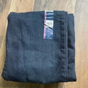 Sits Below the waist slim through the hip and thighs straight leg
